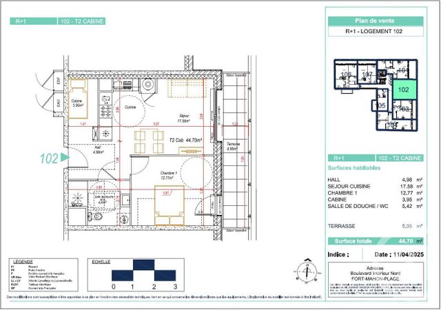 Appartement F2 bis à vendre - 3 pièces - 44.7 m2 - FORT MAHON PLAGE - 80 - PICARDIE - Century 21 Agence De La Plage